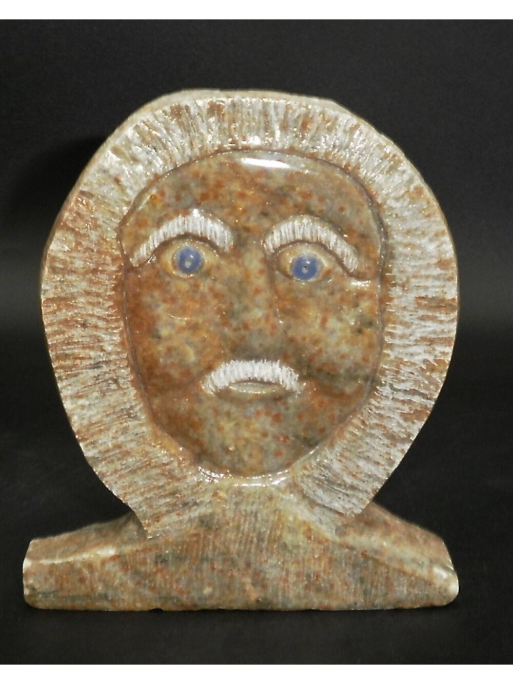 Handmade Stone Carved Sculpture Statue Signed Original John Pavho BLUE EYES